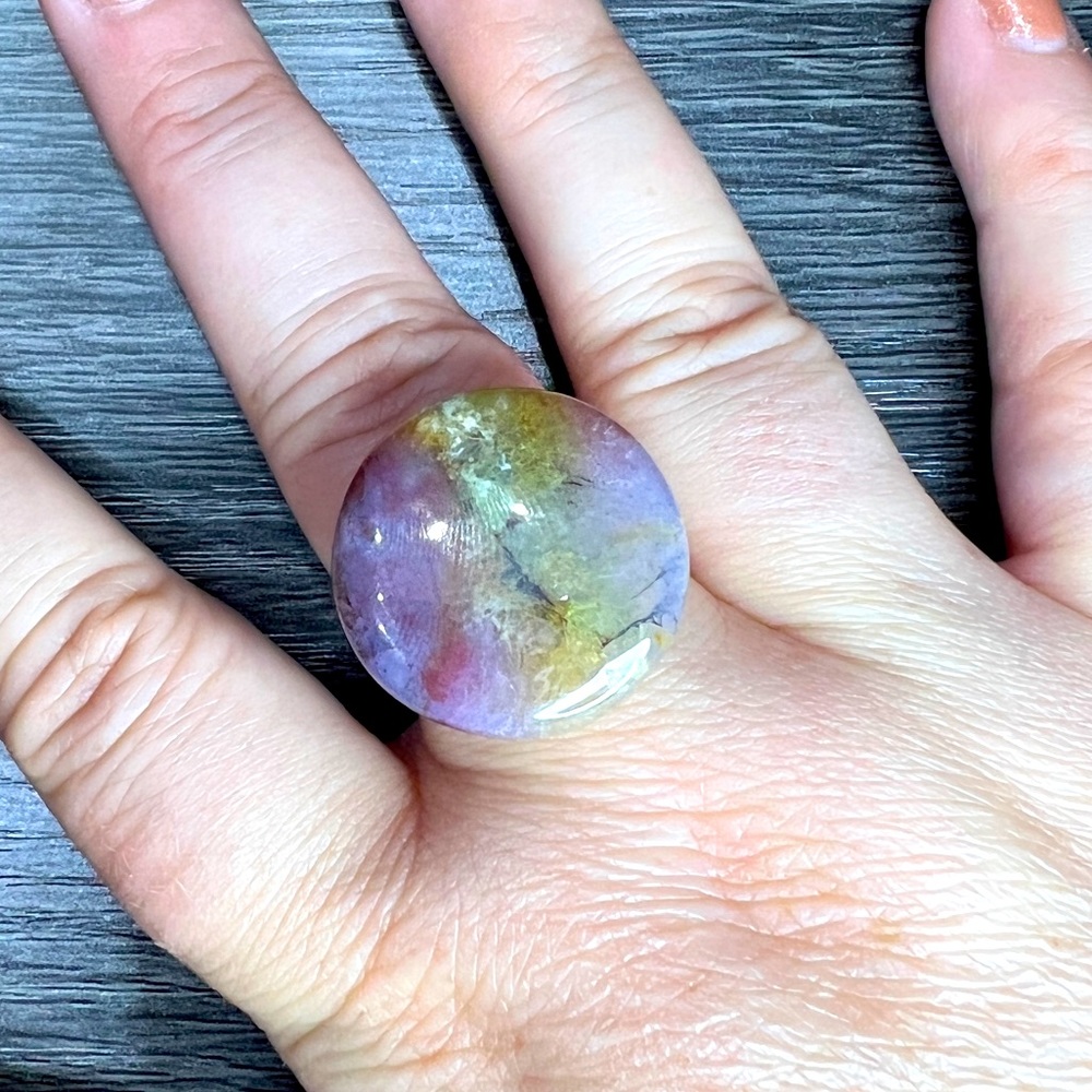 Moss Agate Stone Statement Ring